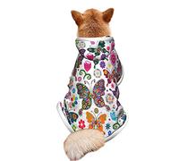 Spring Floral Butterfly Print Dog Winter Coat Plush Coat Hooded Cloak Costume Multi-Use Pet Blanket Cover for Small Dogs Cats Outfits.