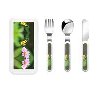 Spring Floral Butterfly Print Flatware Set 3 Pieces Knife Fork Spoon Handle