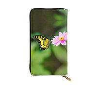 Spring Floral Butterfly Print Leather Long Clutch Wallet â€“ Fashionable Personalized Wallet, Multiple Card Slots, Gift Ready, Black, One Size