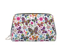 Spring Floral Butterfly Printed Large Makeup Organizer Versatile Toiletry Case with Secure Zipper Closure for Women