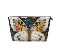 Spring Floral Butterfly Printed Travel Cosmetic Bags with Gold Zipper Makeup Organizer Cosmetic Case Toiletry Bag for Women Mom Girls