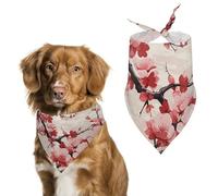 Spring Floral Cherry Blossom Dog Bandanas Triangle Holiday Pet Neck Scarf Soft Adjustable Bib Handkerchief Accessories Washable Durable Fabric for Pet Puppy Cats Large Dog