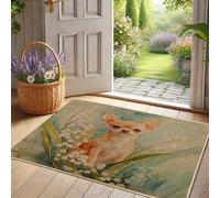 Spring Floral Chihuahua Doormat, Cute Tan Dog Door Mat for Home Decor, Waterproof Non-Slip Indoor & Outdoor Entrance Rug, Easy Clean 29x17 Inch