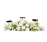 Spring Floral Design White Peony Green Leaves, Table Centerpiece 3 Candle Holder, String Light 1 Meter Included, Weddings Parties Home Decor For