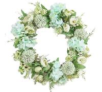 Spring Floral Door Wreath for Front Door Silk Peony Wreath Artificial Hydrangea and Peony Flower Wreath Summer Wreaths for Front Door Outside Wall Or Window Decor (green)