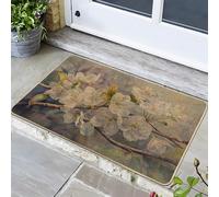 Spring Floral Doormat, White Door Mat for Entrance Outdoor and Indoor Entrance, Waterproof Rubber, Non-Slip, Dust Absorbing Easy to Clean, 29 x 17 Inch