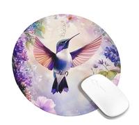 Spring Floral Hummingbird Mouse Pad Office Mouse Pad Blue Purple Flowers Watercolor Stitched Edges Non-Slip Rubber Mouse Pad Washable Mousepad for Laptop Home and Home