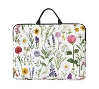 Spring Floral Laptop Case 14 Inch Plant Laptop Bag for Women Men, Water-Resistant Business Computer Carrying Bag Shockproof Notebook Sleeve