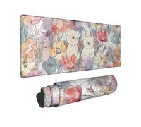 Spring Floral Large Gaming Mouse Pad, Pastel Watercolor Flowers Stitched Edge Mousepad, Rubber Non-Slip Washable Gaming Mouse Pad for Home and Office Computer, Laptop 16x36 Inch