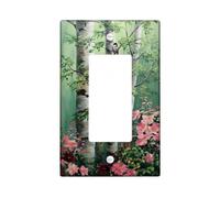 Spring Floral Light Switch Cover Plate/Outlet Covers, Green Nature Scene with Birds and Flowers, Thermoplastic Wall Plates, Standard Size Single Rocker