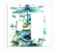 Spring Floral Light Switch Cover Plates/Outlet Covers, Aqua Blue Botanical Design for Home Decor, Thermoplastic Wall Plates, Standard Size Toggle Rocker