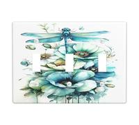 Spring Floral Light Switch Cover Plates/Outlet Covers, Aqua Blue Botanical Design for Home Decor, Thermoplastic Wall Plates, Standard Size Triple Toggle