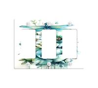 Spring Floral Light Switch Cover Plates/Outlet Covers, Aqua Blue Botanical Design for Home Decor, Thermoplastic Wall Plates, Standard Size 3 Gang Wall Plate