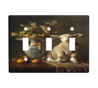 Spring Floral Light Switch Cover Plates/Outlet Covers, Elegant White Lamb and Orange Flowers for Home Decor, Thermoplastic Wall Plates, Standard Size Triple Toggle