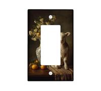 Spring Floral Light Switch Cover Plates/Outlet Covers, Elegant White Lamb and Orange Flowers for Home Decor, Thermoplastic Wall Plates, Standard Size Single Rocker