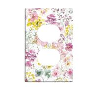 Spring Floral Light Switch Cover Plates/Outlet Covers, Pastel Peach and Yellow Flowers for Home Decor, Thermoplastic Wall Plates, Standard Size Single Duplex Outlet