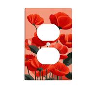 Spring Floral Light Switch Cover Plates/Outlet Covers, Red Poppy Flowers for Home DÉCor, Thermoplastic Wall Plates, Standard Size Single Duplex Outlet