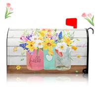 Spring Floral Mailbox Covers Magnetic Standard Size 21x18 Inch Colorful Butterfly Flowers Mailbox Wrap Decor for Outdoor Garden Post Letter Box Cover Easy to Install Spring Decoration