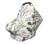 Spring Floral Nursing Cover 360° Full Coverage Plant Stretch Scarf for Breastfeeding and Car Seat Cover Fit for Most Pushchairs and Prams