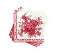 Spring Floral Paper Napkins Disposable, 100Pcs Decorative Red Rose Bouquet Printed Dinner/Lunch Napkins for Wedding, Bridal Shower, Party, Elegant Home Table Decor. 2-Ply, Folded 6.5 x 6.5 In.