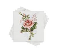 Spring Floral Paper Napkins Disposable, 60Pcs Decorative Rose with Buds Printed Dinner Napkins for Mother's day, Wedding, Bridal Shower, Party, Elegant Home Table Decor. 2-Ply, Folded 6.5 x 6.5 In.