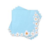 Spring Floral Paper Napkins Disposable Decorative Light Blue Daisy Flower Edge Printed Dinner/Lunch Napkins for Party, Table, Home Decor. 80PCS, 2-Ply, Folded 6.5 x 6.5 In.