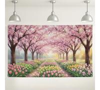 Spring Floral Pathway Backdrop, Blooming Flowers Wall Decorations, Garden Picture Background for Photography Events, Indoor/Outdoor Party Supplies 71x43 Inch