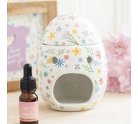 Spring Floral Print Egg Oil Burner and Wax Warmer