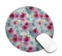Spring Floral Rectangle Desk Mouse Pad Peach Grey Watercolor Stitched Edge Mousepad Washable Non-Slip Rubber Mouse Pad for Home Computer and