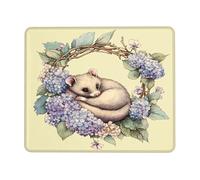 Spring Floral Round Desk Mouse Pad, Soft Pastel Hydrangea Flowers Stitched Edge Mousepad, Rubber Non-Slip Washable Gaming Mouse Pad for Home and Office Computer, Laptop Square 8x10 Inch