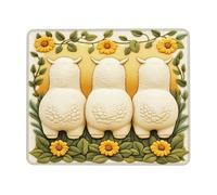 Spring Floral Sheep Mouse Pad, Soft Yellow 3D Lamb Design Stitched Edge Mousepad, Non-Slip Washable Gaming Mouse Pad for Home and Office Use Square 8x10 Inch