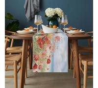 Spring Floral Table Runner 13x120 inch Poppy Grass Sky Seaside Nature Landscape Cotton Linen Dining Table Runner Ideal for Dresser Kitchen Coffee Tables - Machine Washable