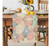 Spring Floral Table Runner 13x60 Inches Long Modernism Colorful Hydrangea Farm Cotton Linen Table Runner Burlap Style for Dinner Table Party Decor Tabletop Decorations