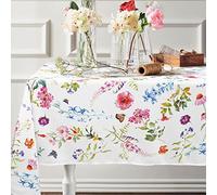 Spring Floral Tablecloth, Fabric Easter Coloring Rectangle Table Cloth For Spring Dining Room Easter Decorations, Waterproof Wrinkle Free Spring Floral Tablecloth Rectangle 60 X 120 Table Cover