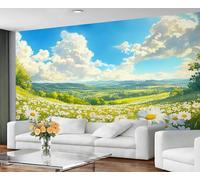Spring Floral Wallpaper for Living Room - Peel and Stick Wallpaper, Anime Daisy Bedroom Wall Paper, Large Wall Mural & Kids Cartoon Home Decor, Self Adhesive