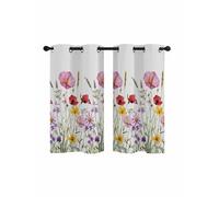 Spring Florals Blackout Curtains for Bedroom Living Room, Beauty Watercolor Hand-painted Modernism 39 In Long Thermal Insulated Room Darkening Drapes Grommet Window Treatments, 27.5 x 39 In