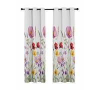 Spring Florals Blackout Curtains for Bedroom Living Room, Beauty Watercolor Hand-painted Modernism 84 In Long Thermal Insulated Room Darkening Drapes Grommet Window Treatments, 52 x 84 In