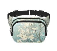 Spring Flower Blossoms Print Unisex Square Double Layer Waist Bag Crossbody Fanny Pack Travel Workout Accessory, Black, One Size