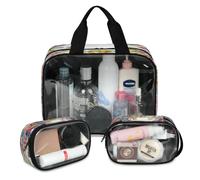 Spring Flower Bunny Travel Makeup Bag for Women Men, Easter Bunny Translucent Cosmetic Bags 3 Pcs Large Shower Wash Pouch Toiletry Cosmetic Toiletries Organizer