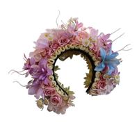 Spring Flower Crowns Florals Garlands Headband For Bride Wedding Women Stimulated Flower Wreath Hairband Hair Hoop Props
