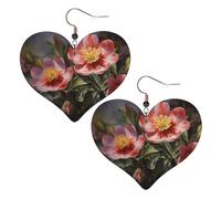 Spring Flower Leather Earrings for Women Heart Dangle Earrings Lightweight Drop Earring Jewelry Gift