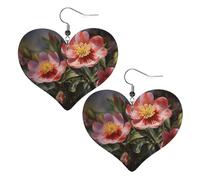 Spring Flower Leather Earrings for Women Heart Dangle Earrings Lightweight Drop Earring Jewelry Gift