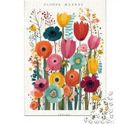Spring Flower Market Poster Jigsaw Puzzles Puzzle for Adults Kids. 1000 Pieces Impossible Challenge Toy Educational Game Home Decoration for Educational Games Gifts 70x50cm/1000pcs