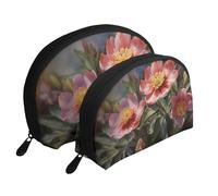 Spring Flower Portable Shell Cosmetic Bag Set - Travel Makeup Organiser with Zipper & Inner Compartments