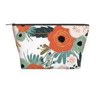 Spring Flower Prints Cosmetic Bag for Women Trapezoidal Travel Makeup Bags Zipper Toiletry Bag Accessories Organizer