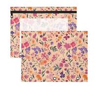 Spring Flower Rose Gold Binder Pencil poucheses with 3 Reinforced Grommets 3 Hole Pocket for A4 Paper Letter 2 Pack Teacher School Supplies
