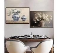 Spring Flower Still Life Wall Art Poster Country Art Print Gallery Neutral Pictures Bedroom Home Decor Canvas Painting(60x90cmx2/Frameless)