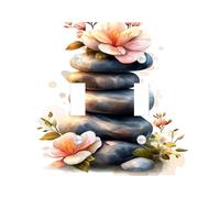 Spring Flower Switch Cover Plates Peach Flower with Stacked Stones for Zen Home Decor Wall Plates Standard Size Double Rocker