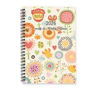 Spring Flowers and Birds 2026 Diary A5 To Do List Notebook Calendar 2026 Diary for Women Planner A5 for Homework Week To View Monthly Year Planner with Dotted Line Note Page Slim