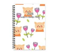 Spring Flowers and Cat 2026 Journal Diary A5 To Do List Notebook Diary Book 2026 Women Journal for Project Week To View Monthly Year Planner with Dotted Line Note Page Slim